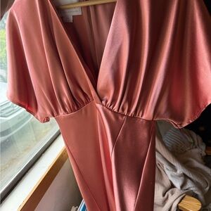 Coral Pink Birdy Grey Bridesmaid Dress